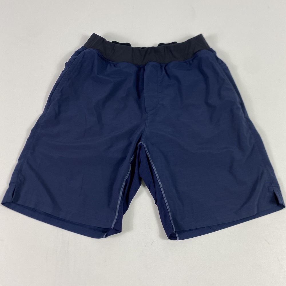 Fabletics Shorts Mens 32 Blue Athletic 9 Inseam Elastic Waist Zip Pockets Gym
